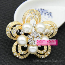 Elegante broche nupcial de perlas de cristal de la flor